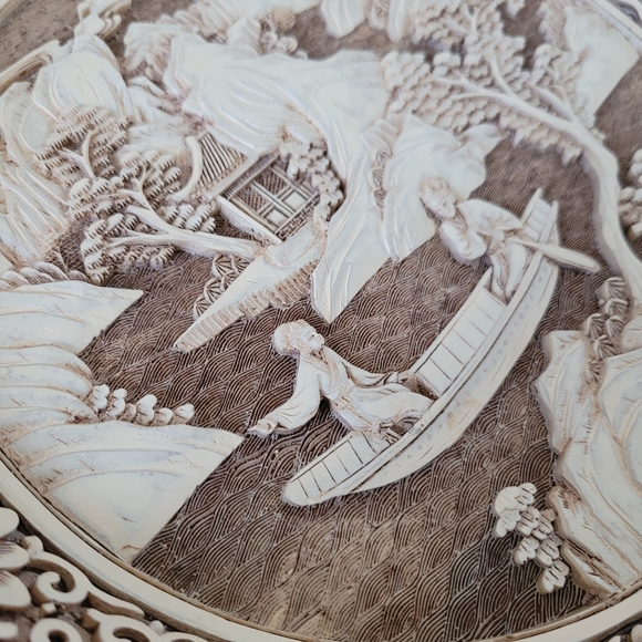 Vintage ivory dynasty plate carved - Picture 5 of 5